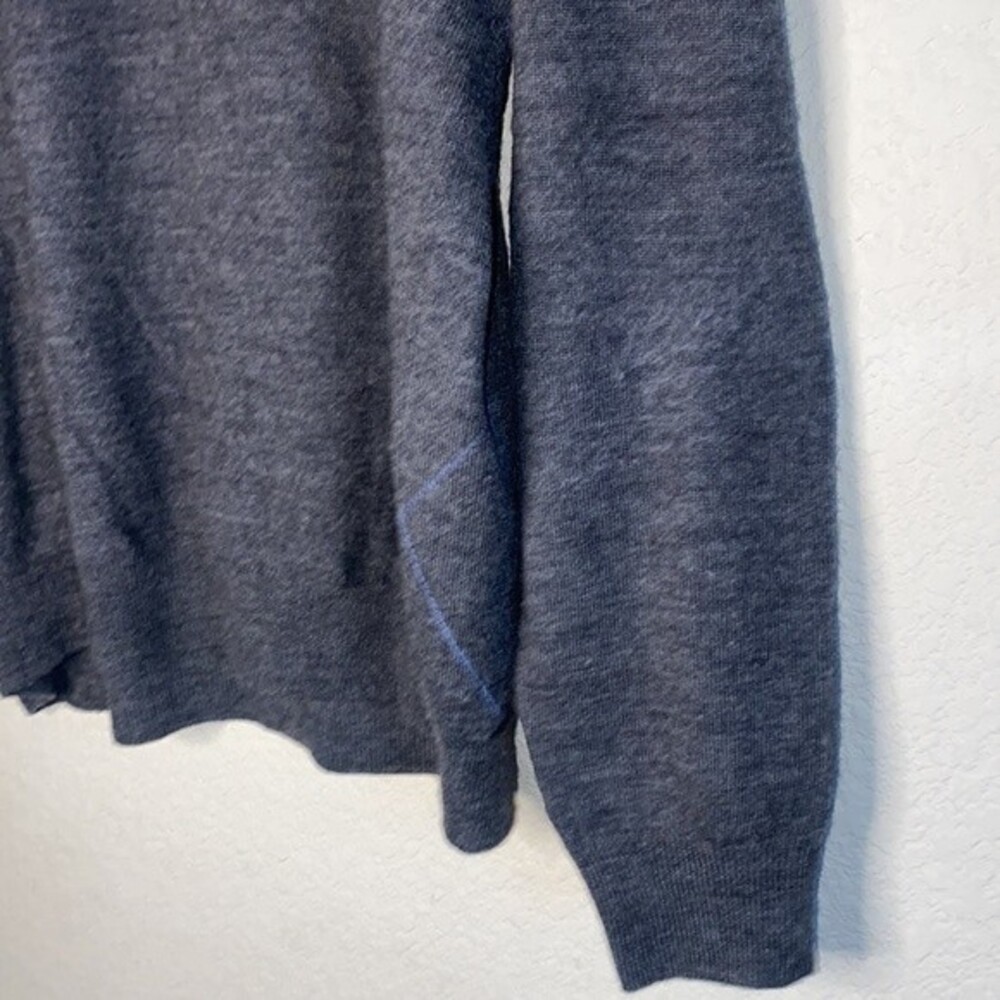 mens merino wool sweater diamond Large golf vneck luxury preppy gray - Picture 5 of 9
